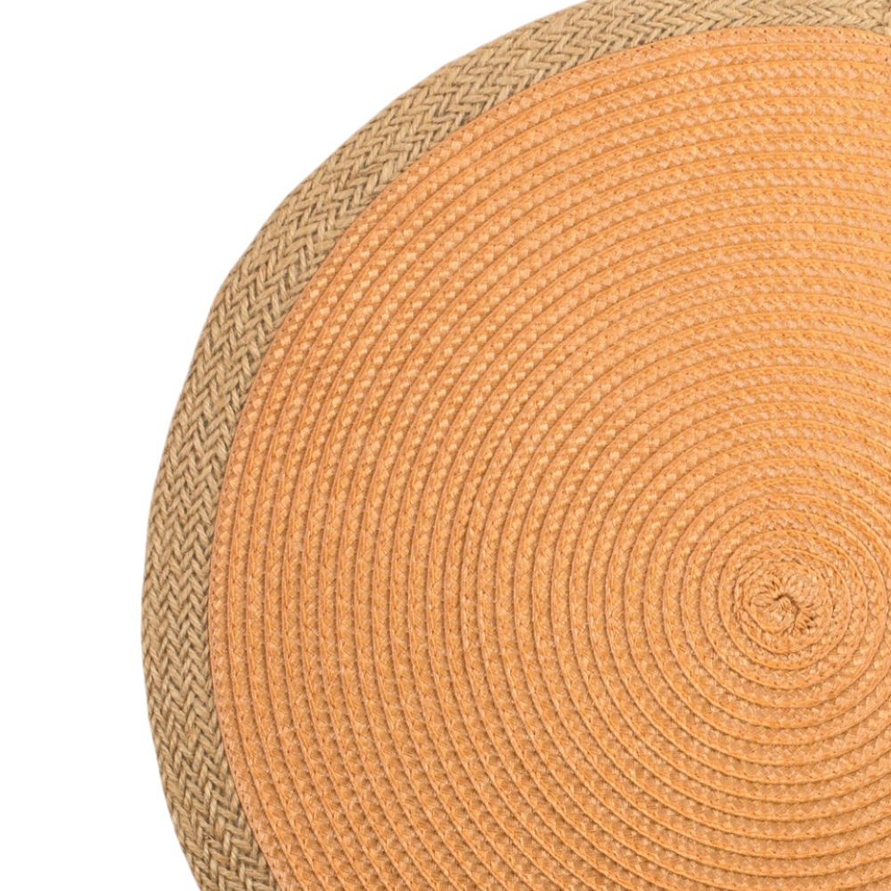 Сервировочная салфетка КОРАЛ ДЖУТ/CORAL JUTE плетеная с джутом, оранжевая 38см