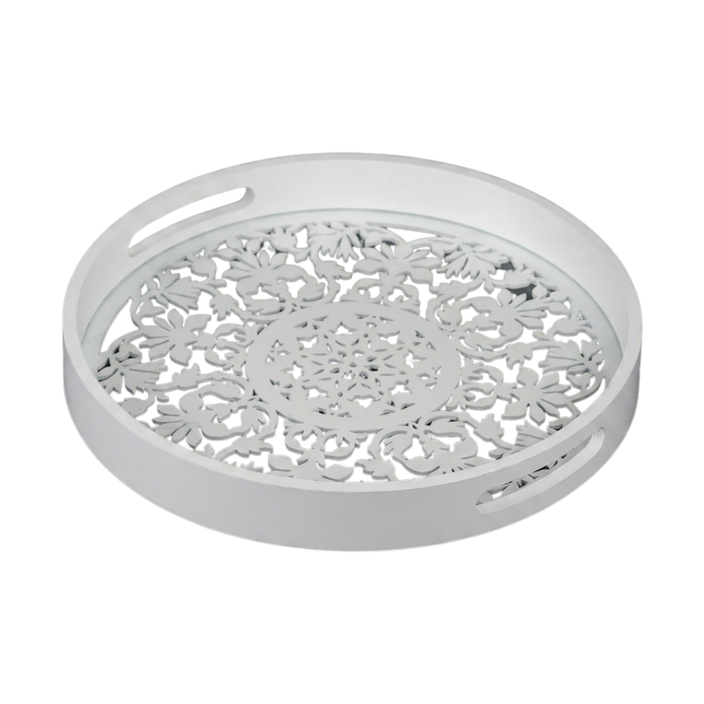 Поднос круглый ВАЙТ ЛЭЙС/WHITE LACE 30см